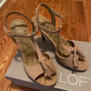 Tan suede heels-excellent condition worn once